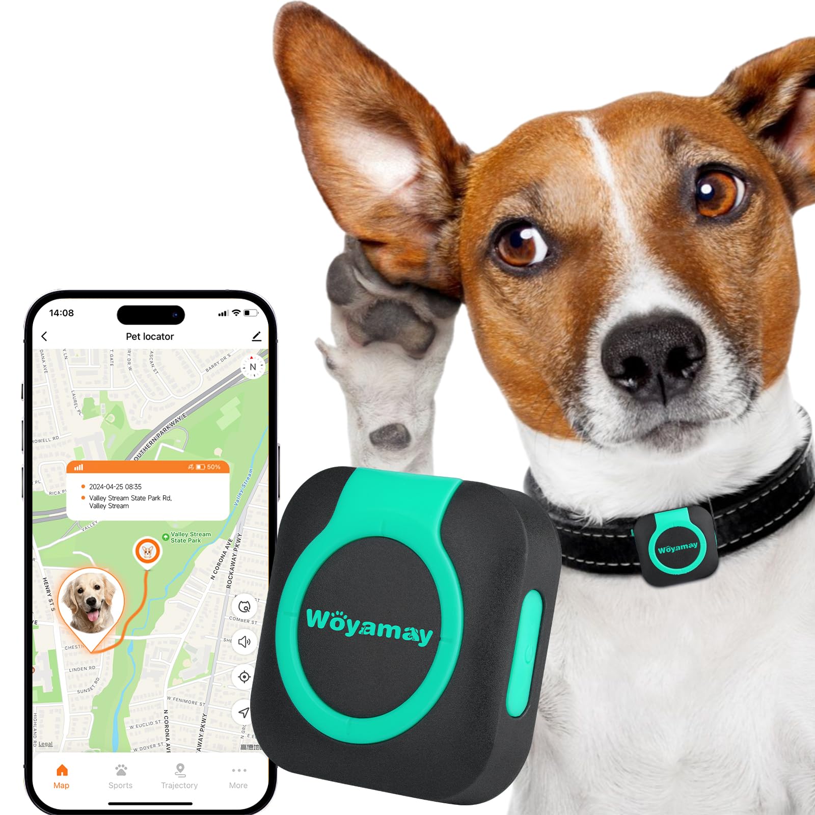 Woyamay Mini GPS Tracker for Dogs & Cats with Health Monitor